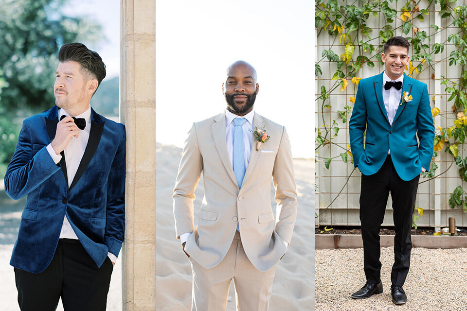 How to Coordinate Suits + Tuxedos with Top Bridesmaids Color Trends