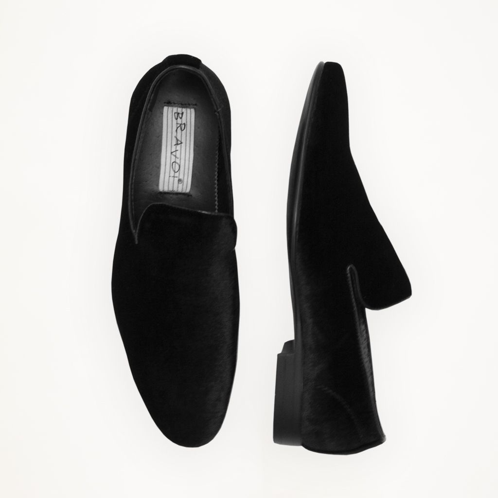 black velvet loafer shoes