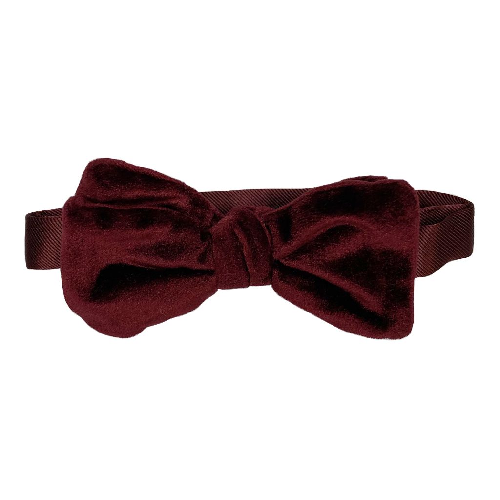 Luxury Burgundy Velvet Bow Tie 